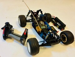 Collectible model racer O.S. car with O.S. Max model engine – unknown condition