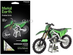 KAWASAKI KX450 OFF-ROAD MOTORCYCLE GREEN STEEL MODEL KIT BY METAL EARTH PS2015