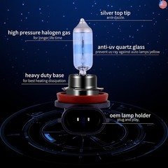 H11 Headlight Bulb Halogen Bulb 5000K Super White Light Long Life Replacement