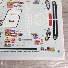 Slixx NASCAR 1849 2003 9 Bill Elliot Dodge R/T Evernham Waterslide Decals 1/24