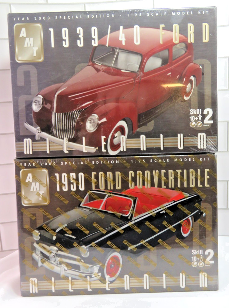 AMT 1939/40 Ford Coupe & 1950 Ford Convertible 1:25 Model Kits NIB Film Sealed