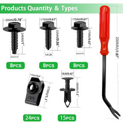 / 1/4-20 M6-1.0 Extruded U Nuts & Body Bolts Kit Engine under Cover Splash Shiel