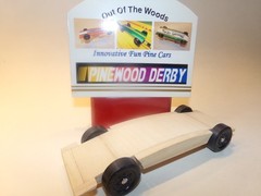 Pinewood Derby Kit Cars with Polished Wheels and Axles with a unpainted body