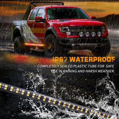 60″ Amber Red LED Running Board Lights – 2PCS Emergency Strobe Warning Safety
