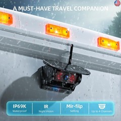 eRapta Magnetic Solar Wireless Backup Camera: HD1080P 7? Touchscreen Portable