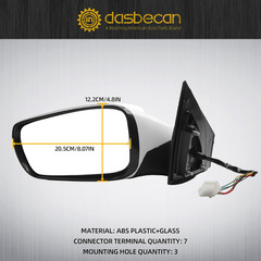 7Pin Left Side Door Mirror Compatible with 2011-2014 Hyundai Sonata Driver Side