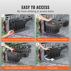 Driver Side Truck Tool Box in ABS, 28 In., 6.6 Gal. Truck Bed Storage Box with P