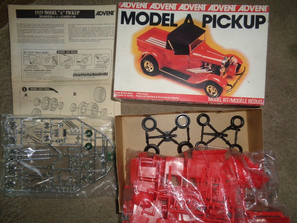 REVELL ADVENT ’29 FORD MODEL A PICKUP STREET ROD 1/25 HOBBY MODEL KIT DATED 1979