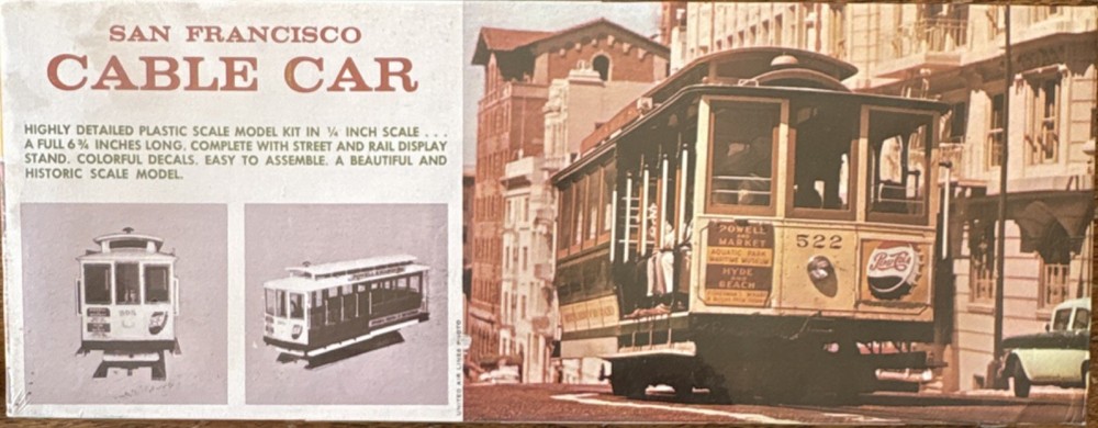 San Francisco Cable Car Plastic Model Kit Unassembled Decals Display Stand
