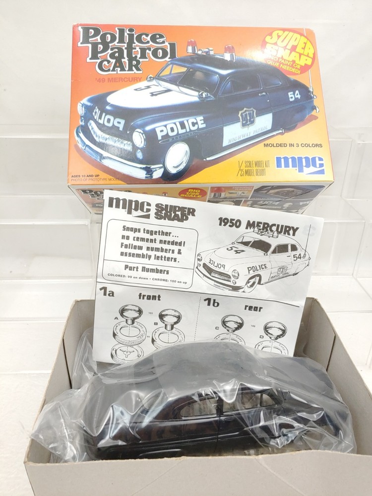 MCP 705 1949 Mercury Highway Patrol Police Car 1/25 Super Snap Kit New Open Box
