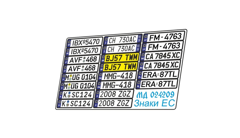 License Plates 1/24 Photo Etch Detail Set European Cars for Scale Models