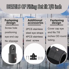 Boat Bimini Top Fittings Hardware 7/8 Inch Bimini Fittings Set,Nylon Bimini Top