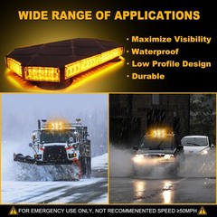 56 LED Amber Rooftop Strobe Beacon Lights Bar W/Controller Magnetic Emergency Tr