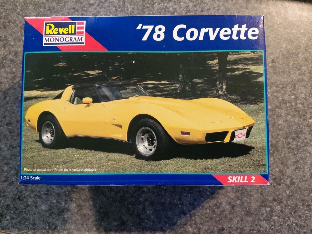 1978 Chevrolet Corvette Yellow 1:24 Scale Revell Monogram Open Box Complete Kit