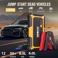 Gooloo Gp2000 Jump Starter 2000A Car Starter Battery Pack Up To 8.0L Gas 6.0L