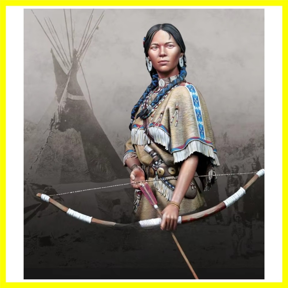 1/10 Scale Die-Cast Resin Bust Model Kit Native American Woman Holding Bows S…