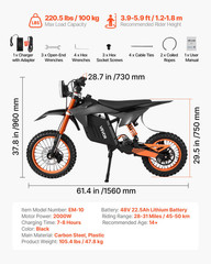 Electric Dirt Bike for Teens Adults, 2000W Motor, 31 MPH Speed, 31 Miles Max Ra