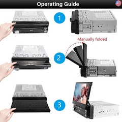 Single DIN Touchscreen Radio, Flip Up Screen Car Stereo with Bluetooth, Flip