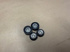 Pad Printed Blue Line Goodyear SLICKS& Polyglass 5 Spoke MAGS Rim 1/25 Scale SET