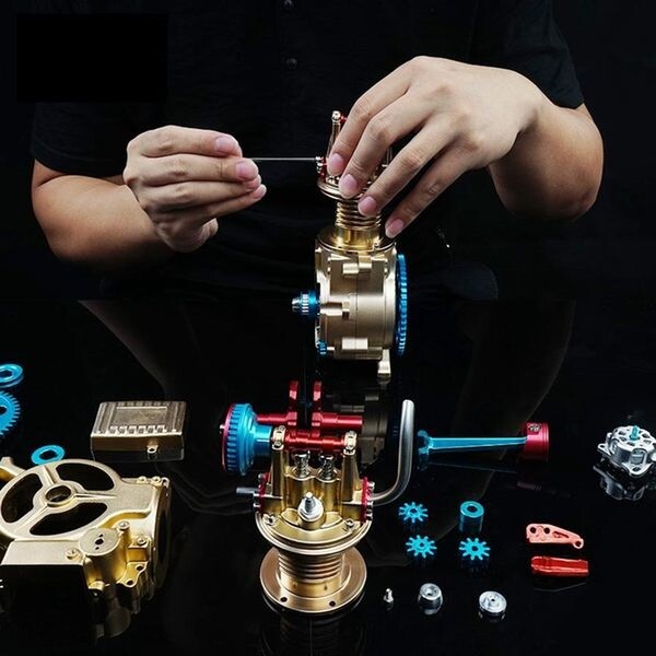 Single Cylinder Engine Car Engine Model Kit DM17 Unassembled DIY Toy Gifts