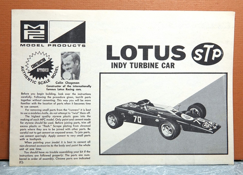 1/25 MPC LOTUS STP INDY TURBINE CAR (INSTRUCTIONS ONLY)