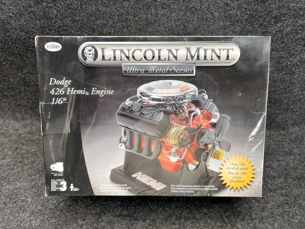 Testers Lincoln Mint Dodge 426 Hemi Engine 1/6th Ultra Metal Series Model Kit