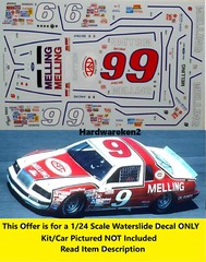 NASCAR DECAL # 9 MELLING 1982 FORD THUNDERBIRD BILL ELLIOTT POWERSLIDE 1/24