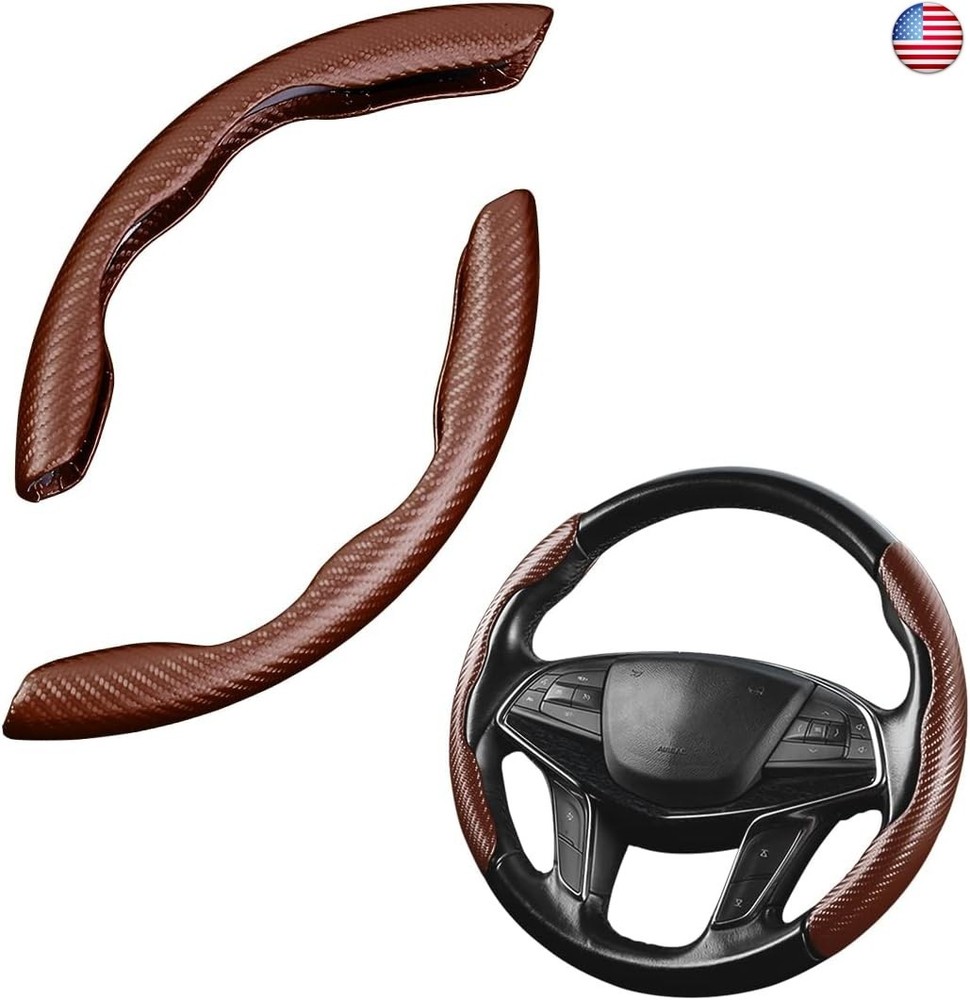 Steering Wheel Cover, 2PCS Segmented Steering Wheel Protector, Carbon Fiber