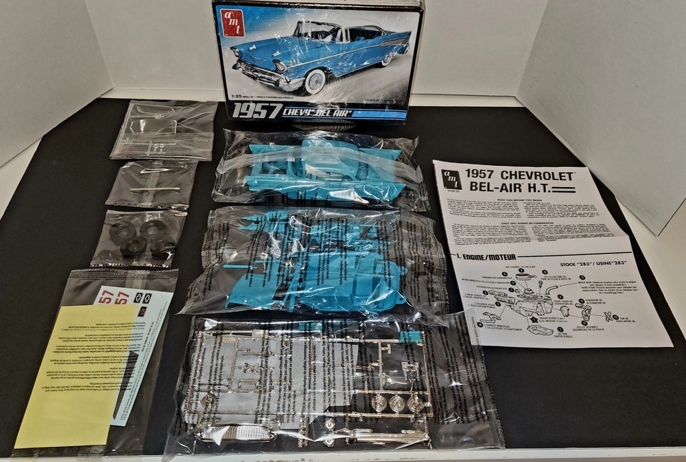 ’57 Chevy Bel Air AMT 1:25 NEW-OPEN BOX-FACTORY SEALED PARTS *US Seller*