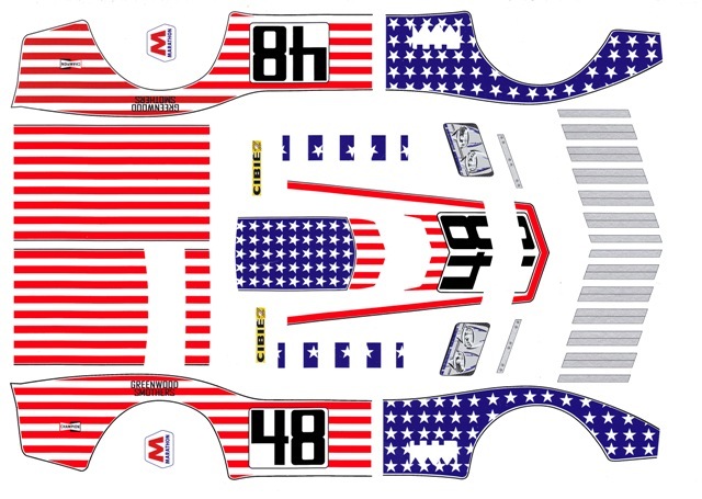 #48 Stars N Stripes Corvette 1971  1/24th – 1/25th Scale Waterslide Decals