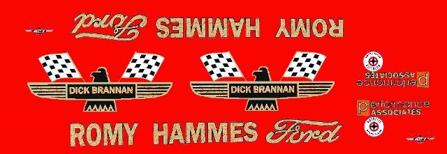 Romy Hammes Ford 1965 Dick Brannan 1/18th Scale Waterslide Decals