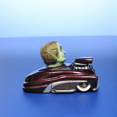 Jimmy Flintstone resin Lil Shitzz Grampa Munster aboard a ’49 Merc LS4
