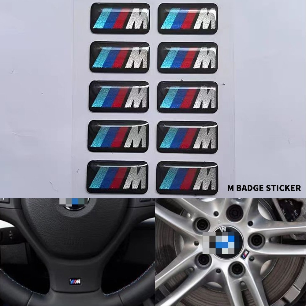 10PCS For M WHEEL STICKER 19x11mm 3D Sticker Set