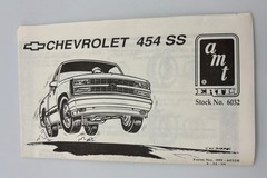 AMT, Chevrolet, C1500, 454SS, Model Kit, 1:25 Scale, 6032, 1991, Open Box.