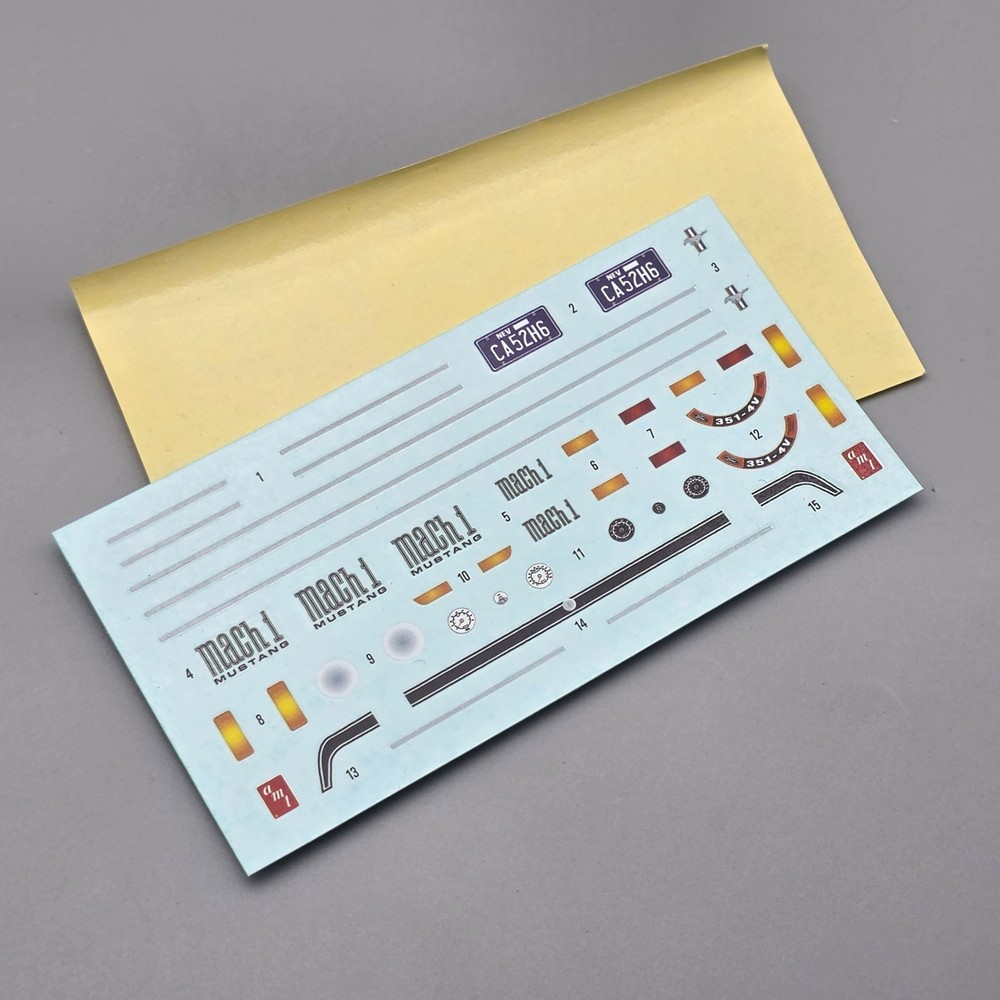 AMT 1/25 1971 71 Ford Mustang Mach 1 Parts Kitbash Decal Sheet
