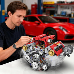 3168 Pcs Visible V8 Internal Combustion Ohc Engine Motor Working Model DIY Kit