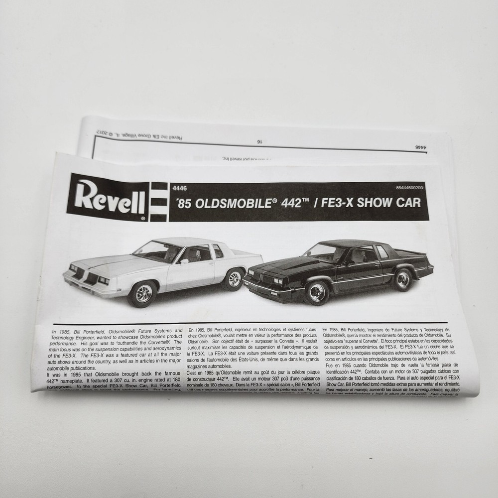 Revell 1/25 85 Oldsmobile 442/FE3-X 85-4446 Parts Instruction Booklet Only