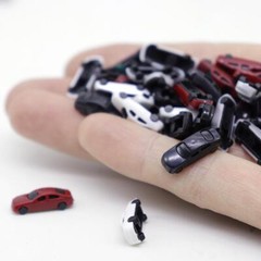 12pcs 1:250-300 Miniature Cars Model Toys Painted ABS Vehicle for Railway Train~