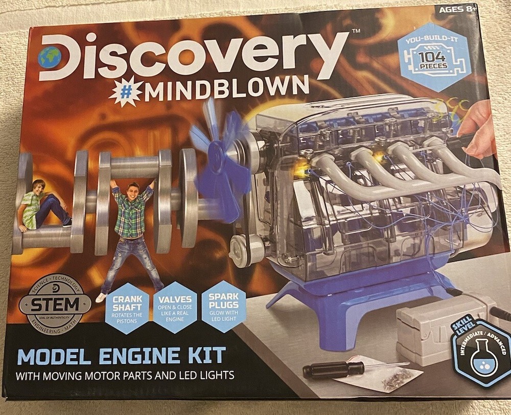 Discovery Mindblown DIY Model Engine Kit – 4-Cylinder STEM Toy for Kids & Adults
