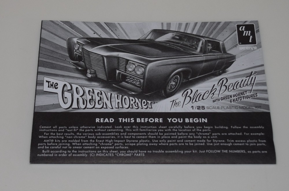 AMT 1966 GREEN HORNET BLACK BEAUTY #1271/12 ⭐PARTS⭐ INSTRUCTION BOOKLET 1:25
