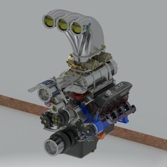 1/25 Scale 3D Resin 289-302 Ford Supercharged Engine with Transmission