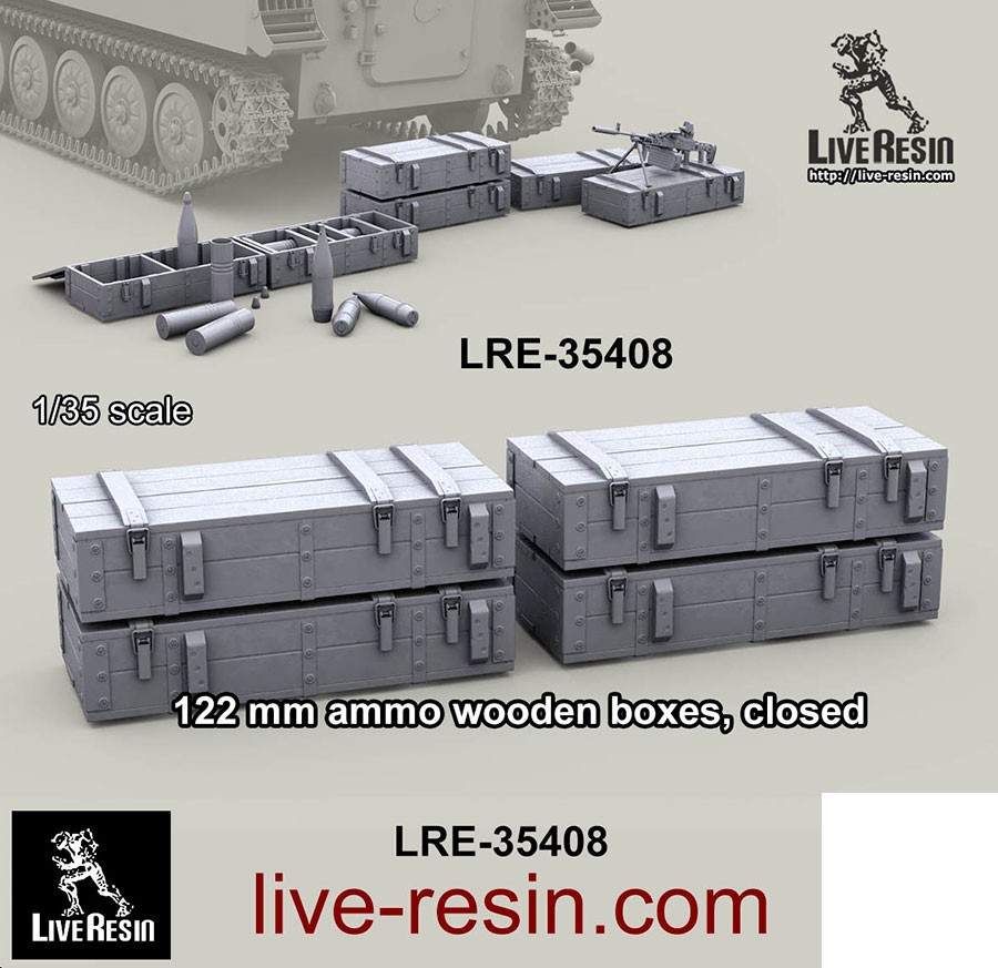 Live Resin 1/35 122mm Ammo Wooden Boxes, Closed