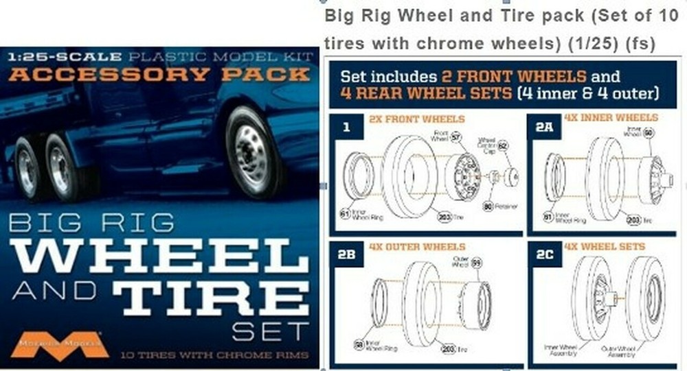 MOEBIUS 1/25 Big Rig Wheel & Tire Set 10/pk MOE1010-NEW