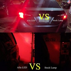 Alla Lighting Upgraded T20 7440 7443 LED Strobe Brake Lights Bulbs, Red