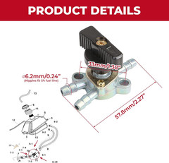 3 Way Fuel Valve Gas Petcock Tank Shut off Switch Replacement Fit for E-Ton Ligh