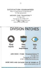 Archer U.S. 93rd, 96th, 99th Division Patches Okinawa Ardennes Decals FG35040