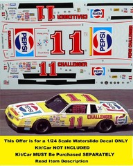 NASCAR DECAL #11 PEPSI CHALLENGER 1983 CHEVROLET MONTE CARLO WALTRIP 1/24