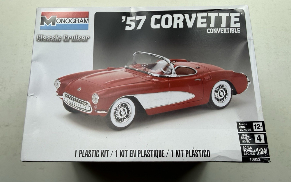 Monogram 1957 Corvette Convertible 1:24 Unassembled Model Kit 10852 2023 Hardtop