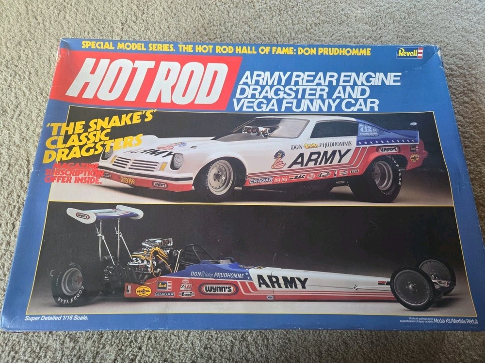 RARE 1986 Revell 1/16 Hot Rod Army Rear Engine Dragster Funny Car Model Kit 7464