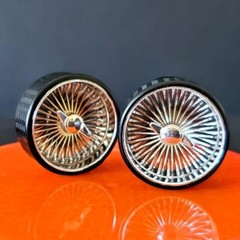 HOPPIN HYDROS 1/24-1/18 SUPER SPOKES SMOOTH 2 Prong Cap LOWRIDER Rim Tire Chrome